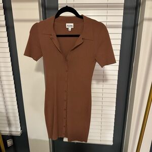 Button-Up Brown Dress